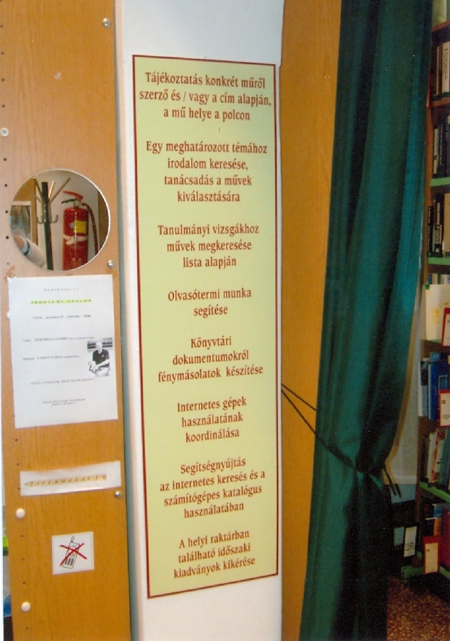 Könyvtári információs táblák I.