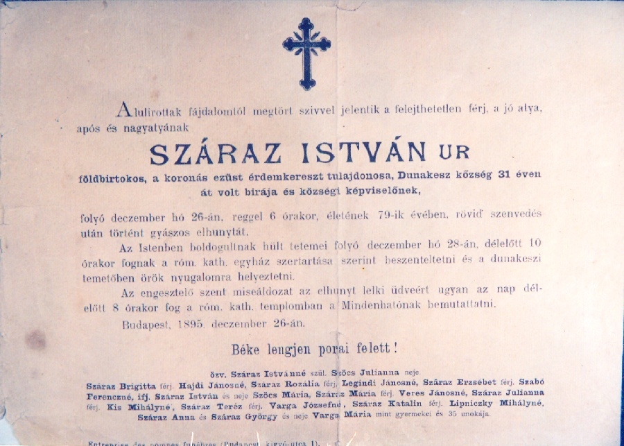 Temetési értesítés