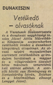 Vetélkedő – olvasóknak