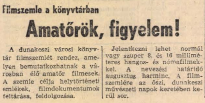 Filmszemle a könyvtárban. Amatőrök, figyelem!