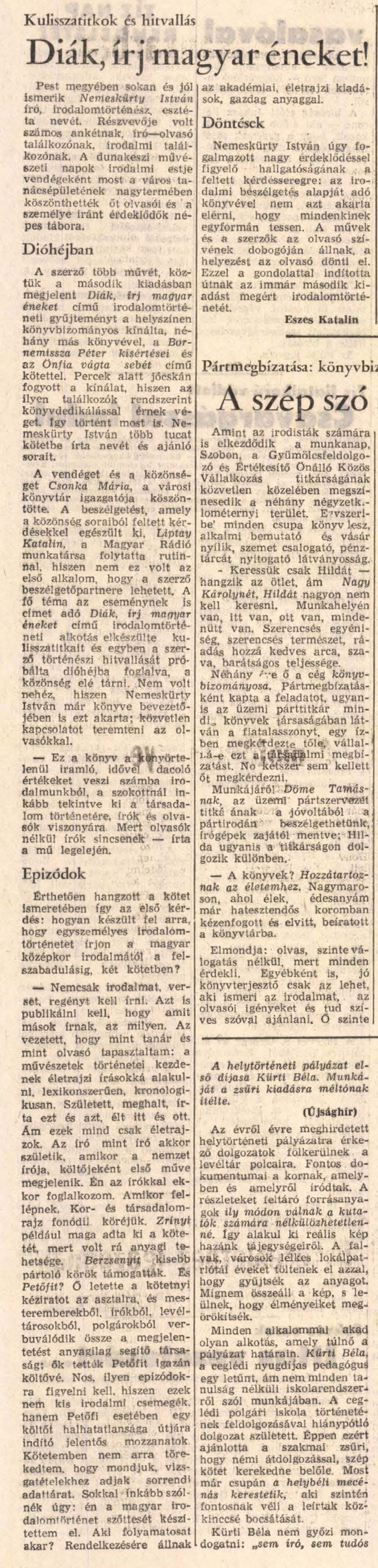 Diák, írj magyar éneket!