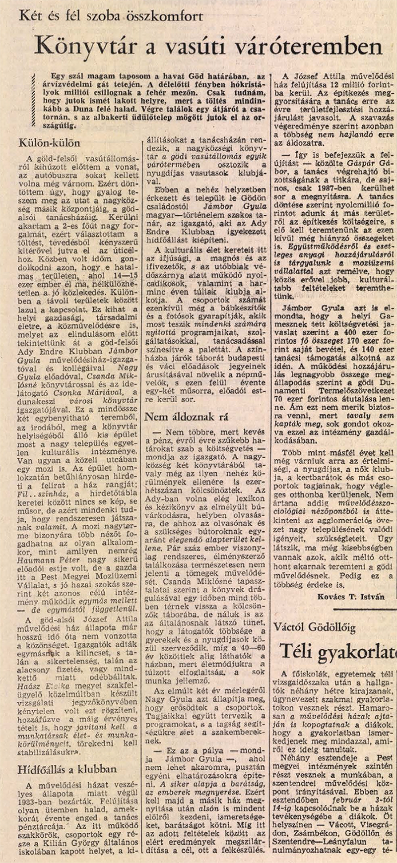 Könyvtár a vasúti váróteremben