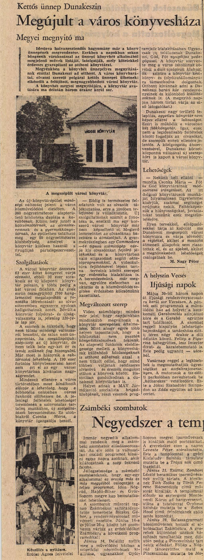 Kettős ünnep Dunakeszin. Megújult a város könyvesháza