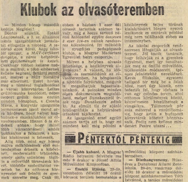Klubok az olvasóteremben