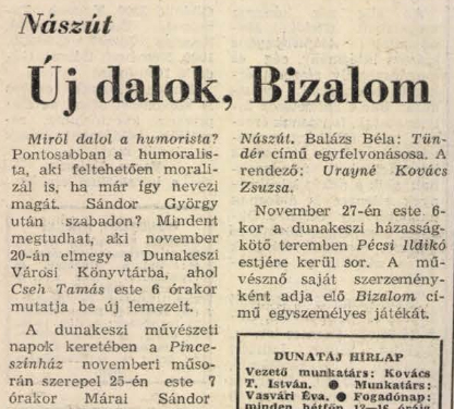 Új dalok, Bizalom