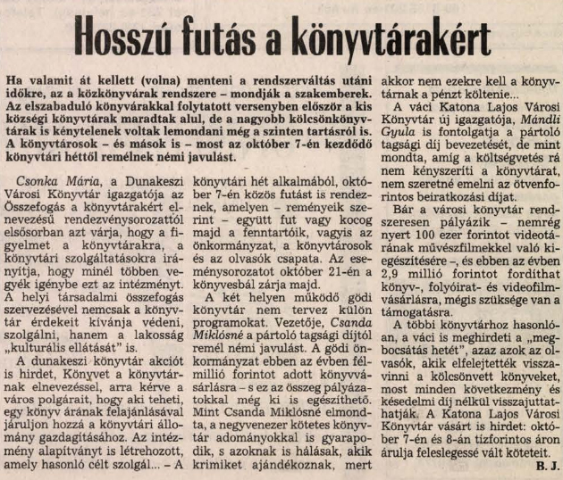 Hosszú futás a könyvtárakért