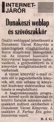 Dunakeszi weblap és szövőszakkör