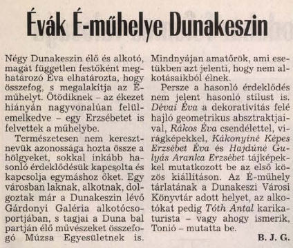 Évák É-műhelye Dunakeszin