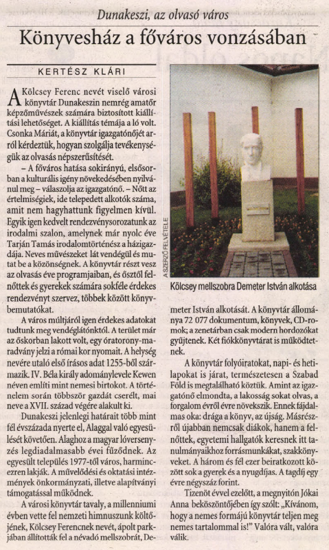 Dunakeszi, az olvasó város. Könyvesház a főváros vonzásában