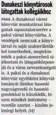 Dunakeszi könyvtárosok látogattak kollégáikhoz