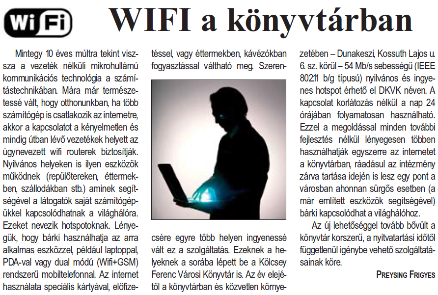 WIFI a könyvtárban