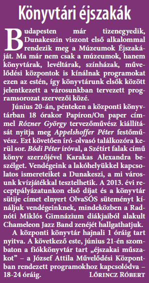 Könyvtári éjszakák