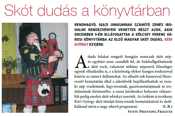 Skót dudás a könyvtárban