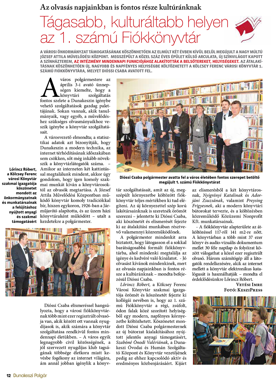 Tágasabb, kulturáltabb helyen az 1. számú Fiókkönyvtár