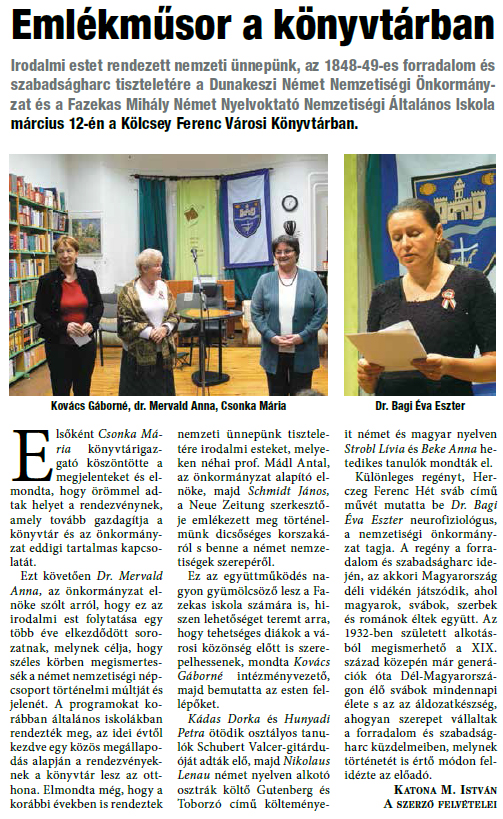 Emlékműsor a könyvtárban