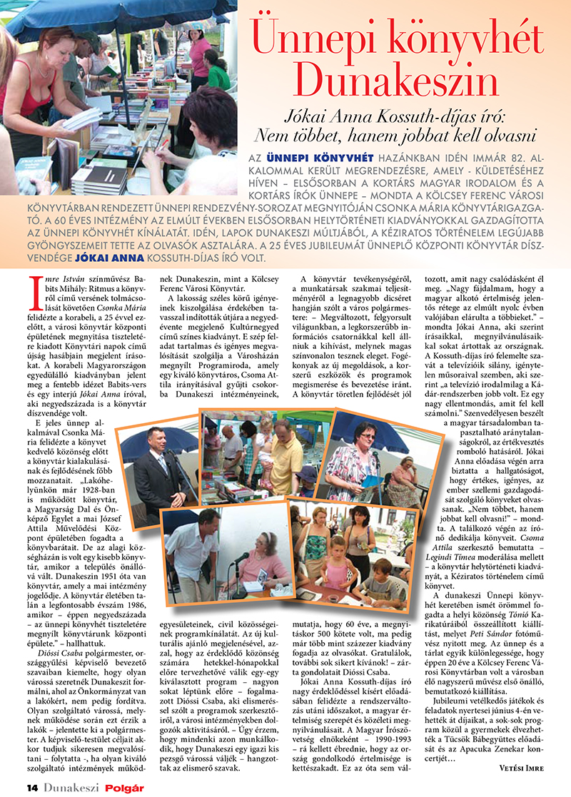 Ünnepi könyvhét Dunakeszin