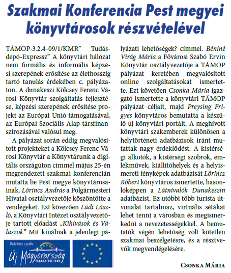 Szakmai Konferencia Pest megyei könyvtárosok részvételével