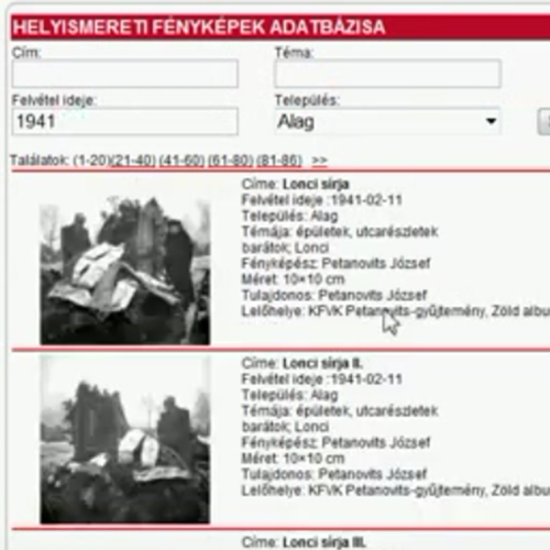 Helyismereti adatbázisok az új honlapon